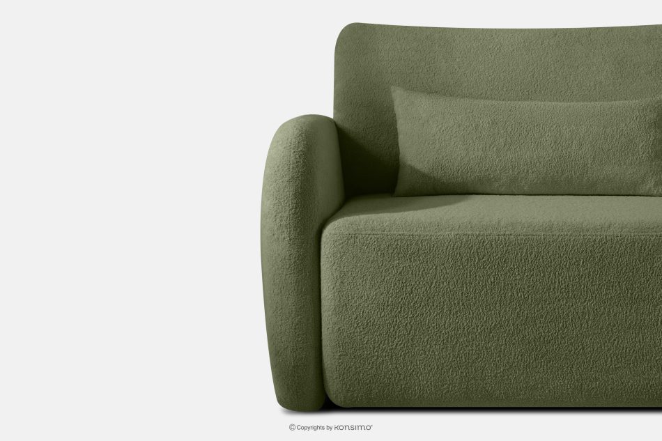 CALICO Dreisitziges, abgerundetes ausziehbares Schlafsofa aus olivgrünem Shaggy-Stoff olivgrün - Foto 6