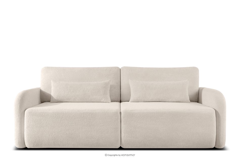 CALICO Dreisitziges ausziehbares Schlafsofa mit abgerundeten Ecken aus cremefarbenem Shaggy-Stoff cremefarben - Foto 0