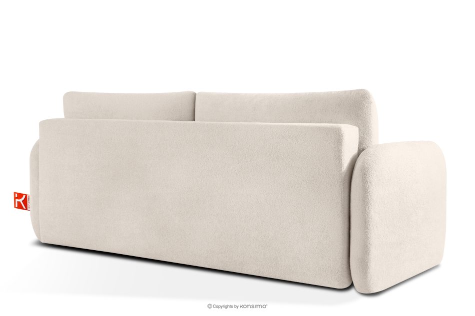 CALICO Dreisitziges ausziehbares Schlafsofa mit abgerundeten Ecken aus cremefarbenem Shaggy-Stoff cremefarben - Foto 3