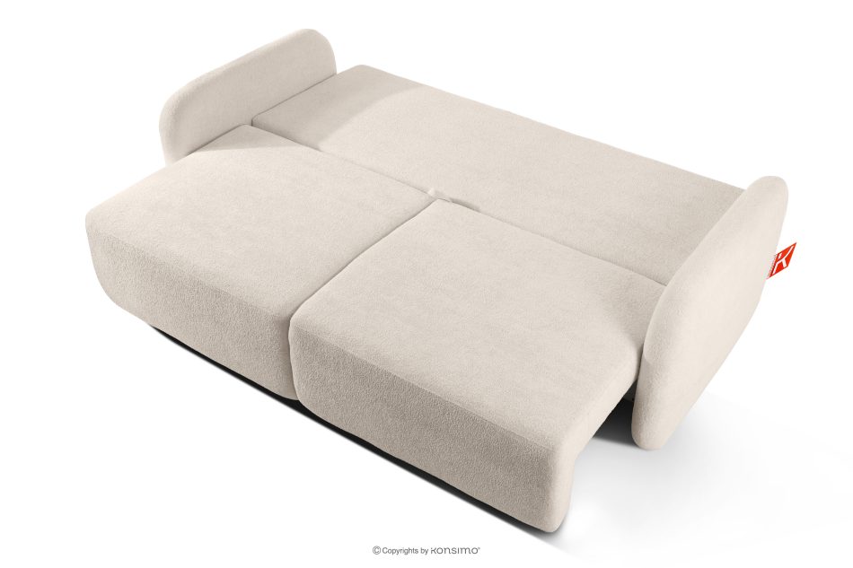 CALICO Dreisitziges ausziehbares Schlafsofa mit abgerundeten Ecken aus cremefarbenem Shaggy-Stoff cremefarben - Foto 4