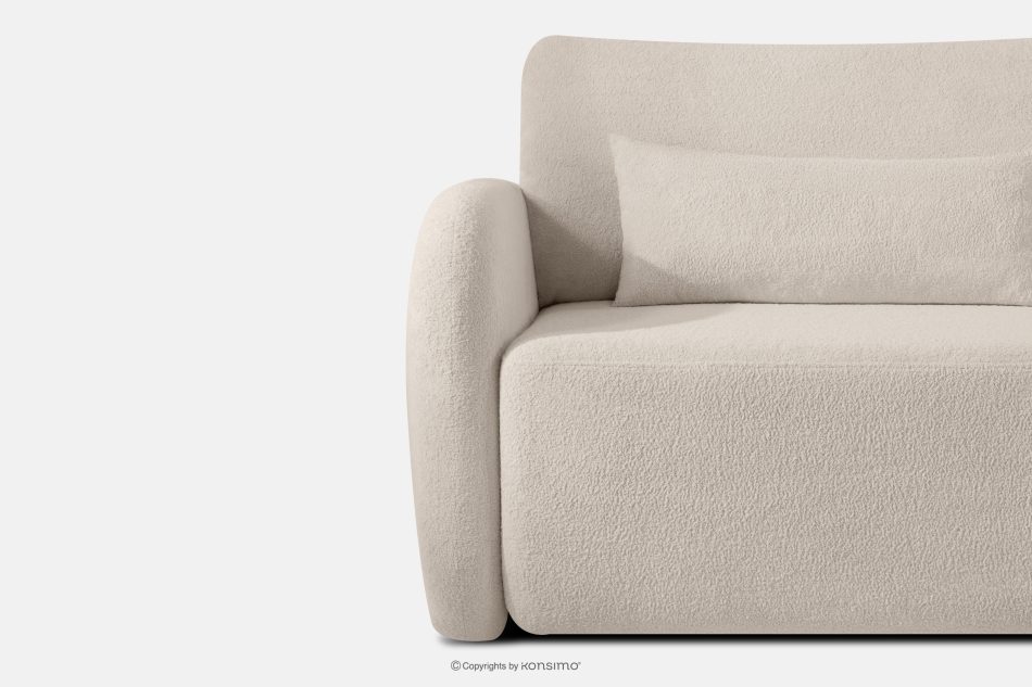 CALICO Dreisitziges ausziehbares Schlafsofa mit abgerundeten Ecken aus cremefarbenem Shaggy-Stoff cremefarben - Foto 6