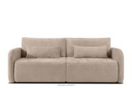 Dreisitzer-Sofa mit abgerundeter Form aus hellbeigem Gewebestoff