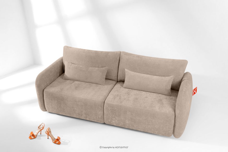 CALICO Dreisitzer-Sofa mit abgerundeter Form aus hellbeigem Gewebestoff hellbeige - Foto 1