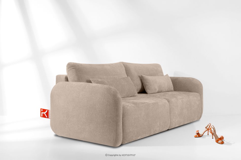 CALICO Dreisitzer-Sofa mit abgerundeter Form aus hellbeigem Gewebestoff hellbeige - Foto 13