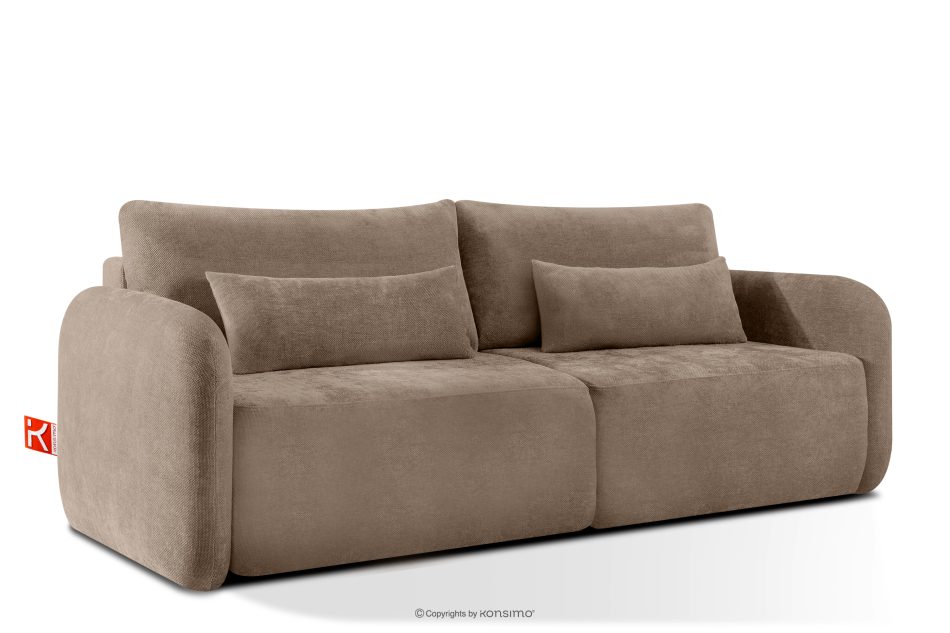 CALICO Dreisitzer-Sofa mit abgerundeter Form aus dunkelbeigem Gewebestoff dunkelbeige - Foto 2