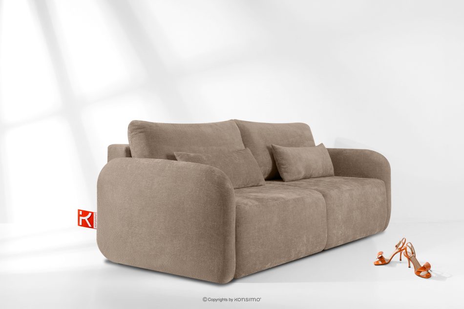 CALICO Dreisitzer-Sofa mit abgerundeter Form aus dunkelbeigem Gewebestoff dunkelbeige - Foto 13