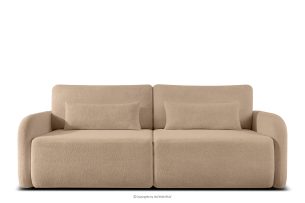 CALICO, https://konsimo.de/kollektion/calico/ Dreisitziges ausziehbares Schlafsofa mit abgerundeten Ecken aus warmem, beigem Shaggy-Stoff warmes Beige - Foto