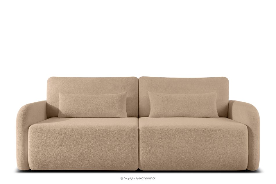 CALICO Dreisitziges ausziehbares Schlafsofa mit abgerundeten Ecken aus warmem, beigem Shaggy-Stoff warmes Beige - Foto 0