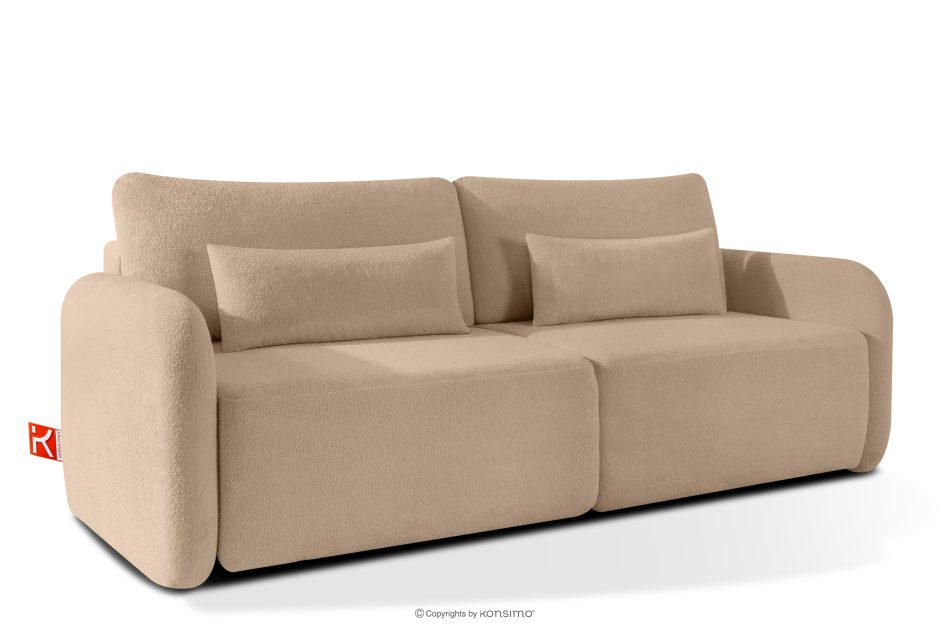 CALICO Dreisitziges ausziehbares Schlafsofa mit abgerundeten Ecken aus warmem, beigem Shaggy-Stoff warmes Beige - Foto 2