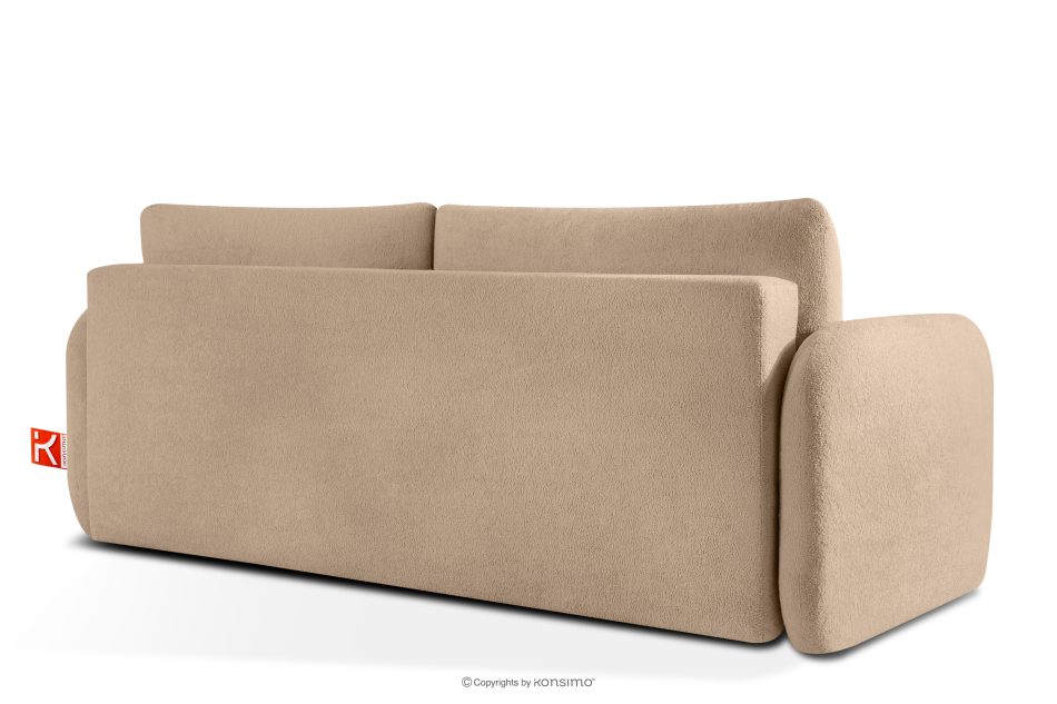 CALICO Dreisitziges ausziehbares Schlafsofa mit abgerundeten Ecken aus warmem, beigem Shaggy-Stoff warmes Beige - Foto 3