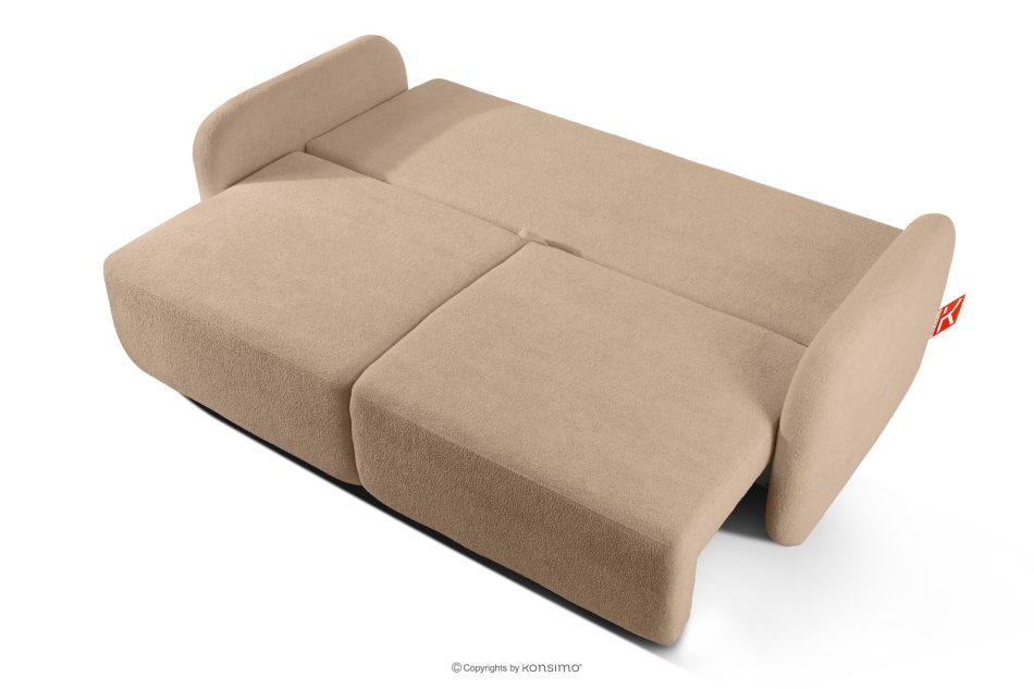CALICO Dreisitziges ausziehbares Schlafsofa mit abgerundeten Ecken aus warmem, beigem Shaggy-Stoff warmes Beige - Foto 4