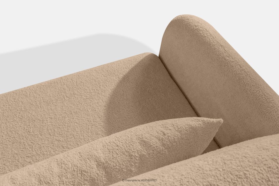CALICO Dreisitziges ausziehbares Schlafsofa mit abgerundeten Ecken aus warmem, beigem Shaggy-Stoff warmes Beige - Foto 5