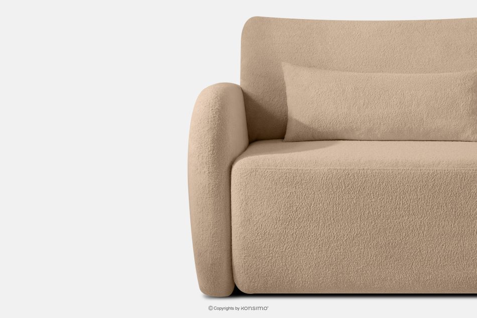 CALICO Dreisitziges ausziehbares Schlafsofa mit abgerundeten Ecken aus warmem, beigem Shaggy-Stoff warmes Beige - Foto 6