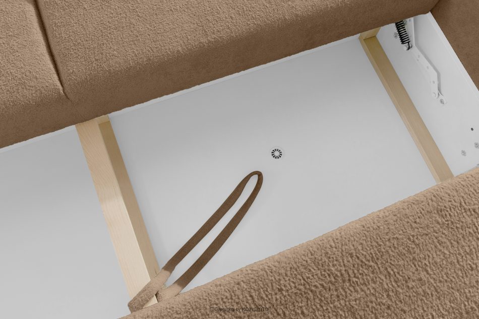 CALICO Dreisitziges ausziehbares Schlafsofa mit abgerundeten Ecken aus warmem, beigem Shaggy-Stoff warmes Beige - Foto 9