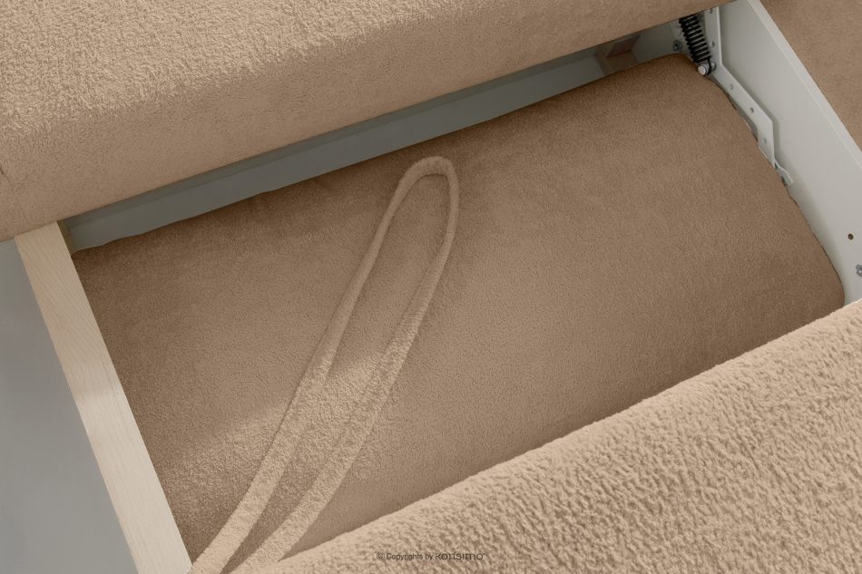 CALICO Dreisitziges ausziehbares Schlafsofa mit abgerundeten Ecken aus warmem, beigem Shaggy-Stoff warmes Beige - Foto 10