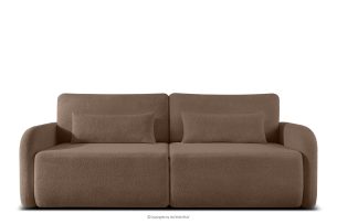 CALICO, https://konsimo.de/kollektion/calico/ Dreisitziges, abgerundetes ausziehbares Schlafsofa aus braunem Shaggy-Stoff braun - Foto