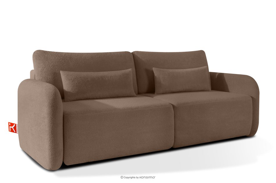 CALICO Dreisitziges, abgerundetes ausziehbares Schlafsofa aus braunem Shaggy-Stoff braun - Foto 2