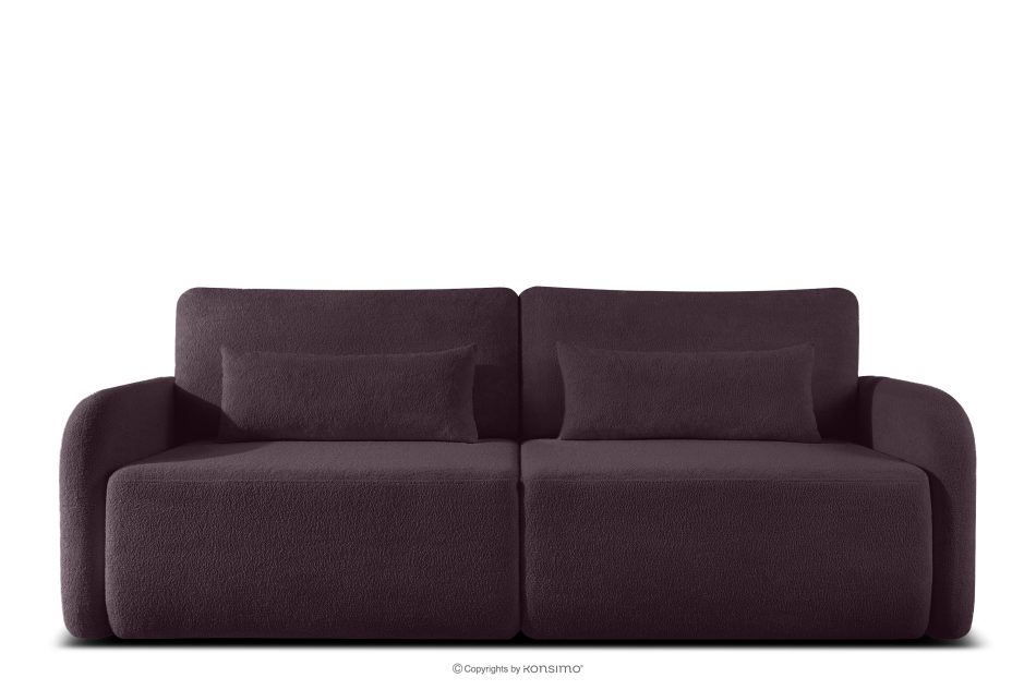 CALICO Dreisitziges, abgerundetes ausziehbares Schlafsofa aus dunkelpflaumenfarbenem Shaggy-Stoff dunkelpflaumenfarben - Foto 0