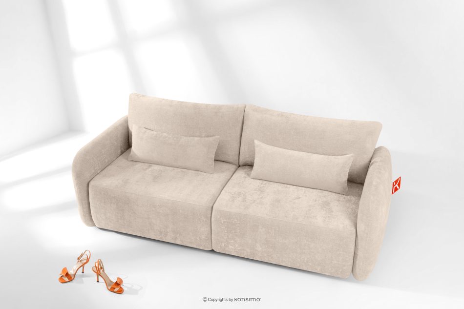 CALICO Dreisitzer-Sofa mit abgerundeter Form aus ecrufarbenem Gewebestoff ecru - Foto 1