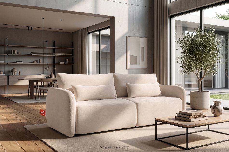 CALICO Dreisitzer-Sofa mit abgerundeter Form aus ecrufarbenem Gewebestoff ecru - Foto 14
