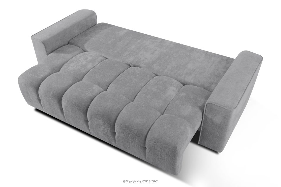 RUSA Gestepptes Dreisitzer-Schlafsofa ausziehbar in einem grauen Gewebestoff grau - Foto 4