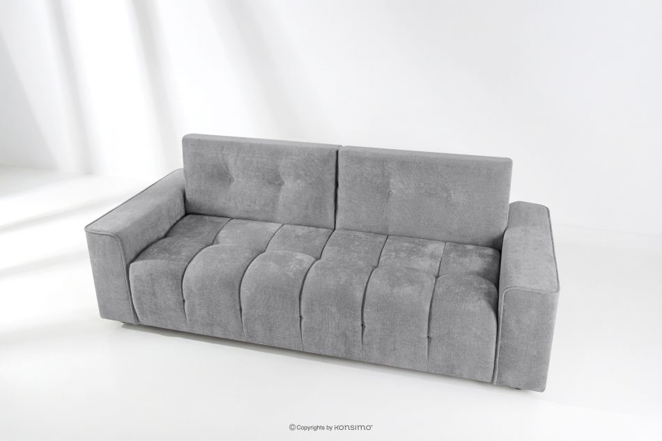RUSA Gestepptes Dreisitzer-Schlafsofa ausziehbar in einem grauen Gewebestoff grau - Foto 1