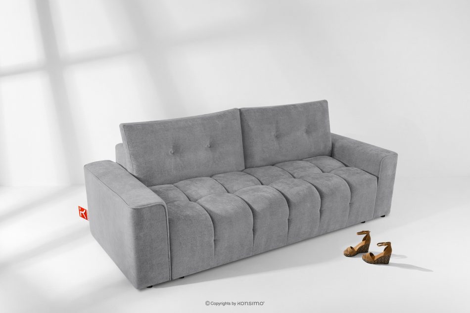 RUSA Gestepptes Dreisitzer-Schlafsofa ausziehbar in einem grauen Gewebestoff grau - Foto 17