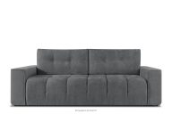 Gestepptes Dreisitzer-Schlafsofa ausziehbar in einem dunkelgrauen Gewebestoff