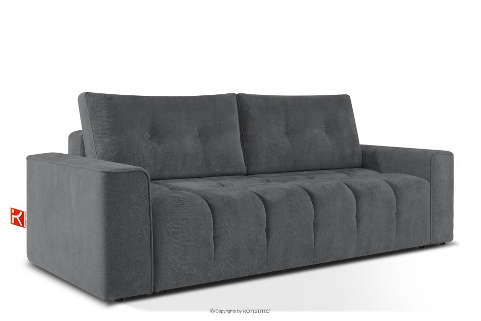 RUSA Gestepptes Dreisitzer-Schlafsofa ausziehbar in einem dunkelgrauen Gewebestoff dunkelgrau - Foto 2