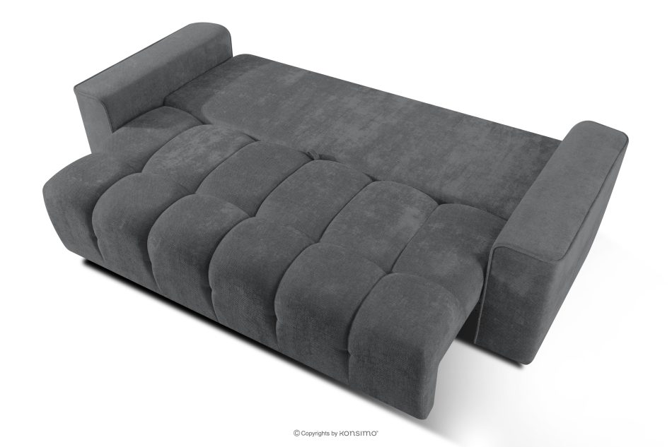 RUSA Gestepptes Dreisitzer-Schlafsofa ausziehbar in einem dunkelgrauen Gewebestoff dunkelgrau - Foto 4