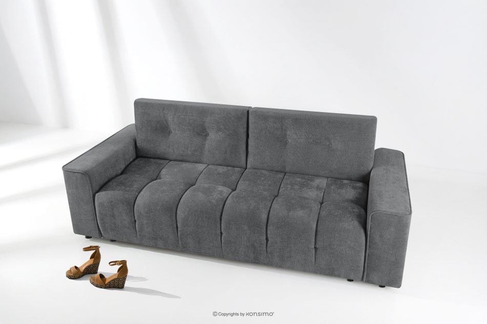 RUSA Gestepptes Dreisitzer-Schlafsofa ausziehbar in einem dunkelgrauen Gewebestoff dunkelgrau - Foto 1
