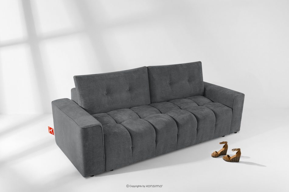 RUSA Gestepptes Dreisitzer-Schlafsofa ausziehbar in einem dunkelgrauen Gewebestoff dunkelgrau - Foto 17