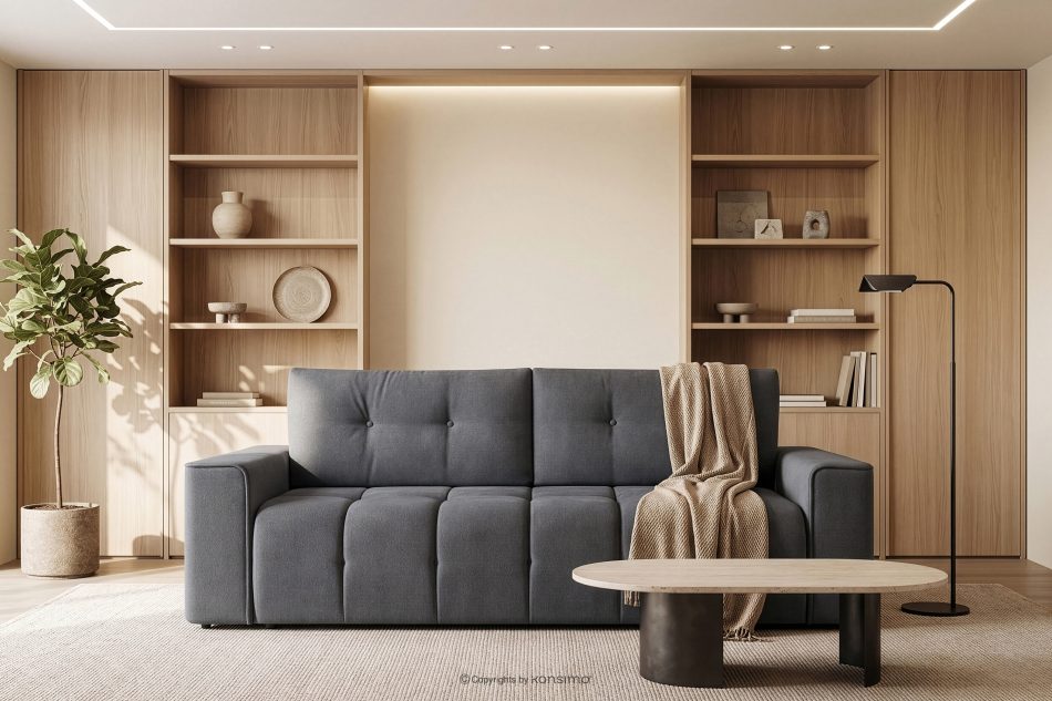 RUSA Gestepptes Dreisitzer-Schlafsofa ausziehbar in einem dunkelgrauen Gewebestoff dunkelgrau - Foto 19