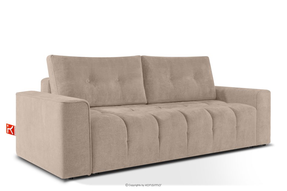 RUSA Gestepptes Dreisitzer-Schlafsofa ausziehbar in Gewebestoff in Hellbeige hellbeige - Foto 2