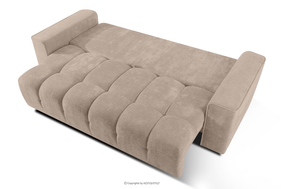 RUSA Gestepptes Dreisitzer-Schlafsofa ausziehbar in Gewebestoff in Hellbeige hellbeige - Foto 4