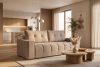 RUSA Gestepptes Dreisitzer-Schlafsofa ausziehbar in Gewebestoff in Hellbeige hellbeige - Foto 19