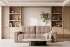 RUSA Gestepptes Dreisitzer-Schlafsofa ausziehbar in Gewebestoff in Hellbeige hellbeige - Foto 20