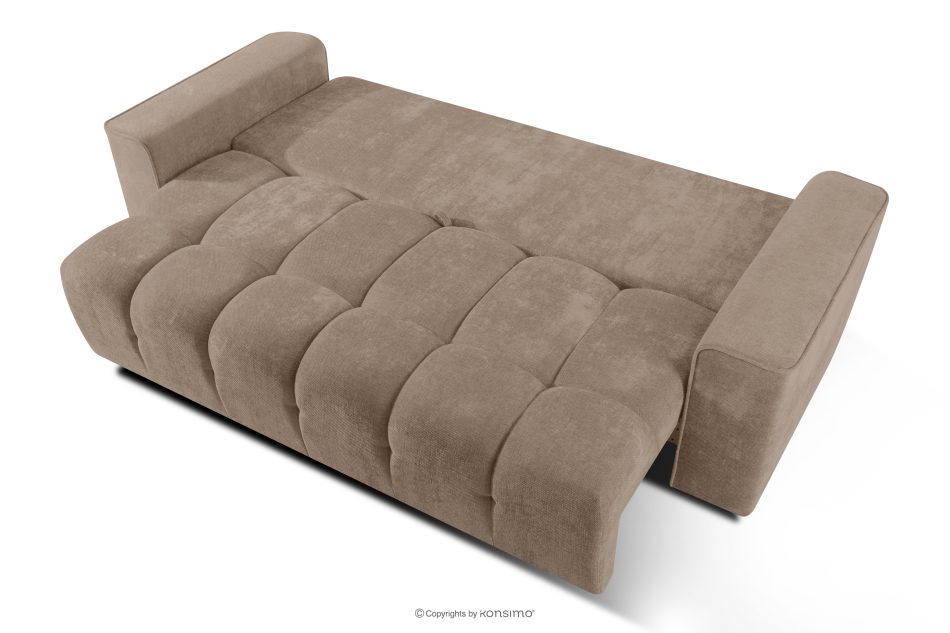RUSA Gestepptes Dreisitzer-Schlafsofa ausziehbar in Gewebestoff in Dunkelbeige dunkelbeige - Foto 4