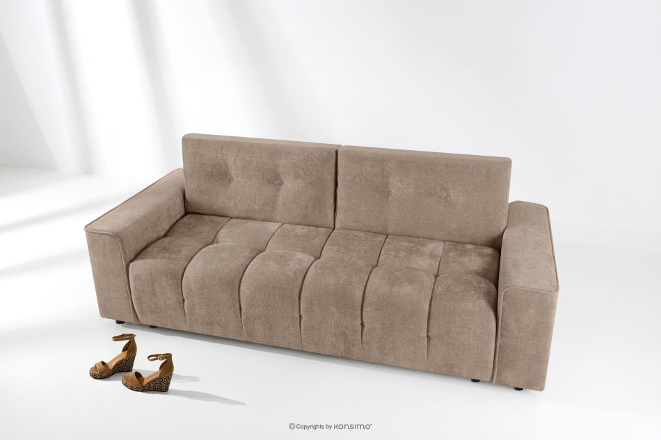 RUSA Gestepptes Dreisitzer-Schlafsofa ausziehbar in Gewebestoff in Dunkelbeige dunkelbeige - Foto 1