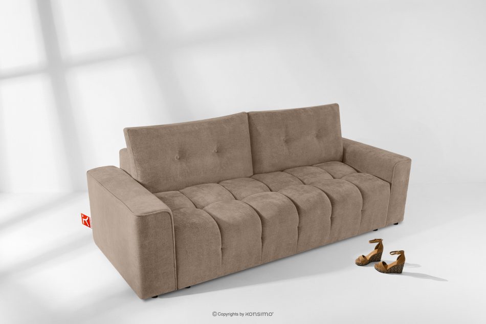 RUSA Gestepptes Dreisitzer-Schlafsofa ausziehbar in Gewebestoff in Dunkelbeige dunkelbeige - Foto 17