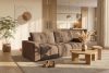 RUSA Gestepptes Dreisitzer-Schlafsofa ausziehbar in Gewebestoff in Dunkelbeige dunkelbeige - Foto 19