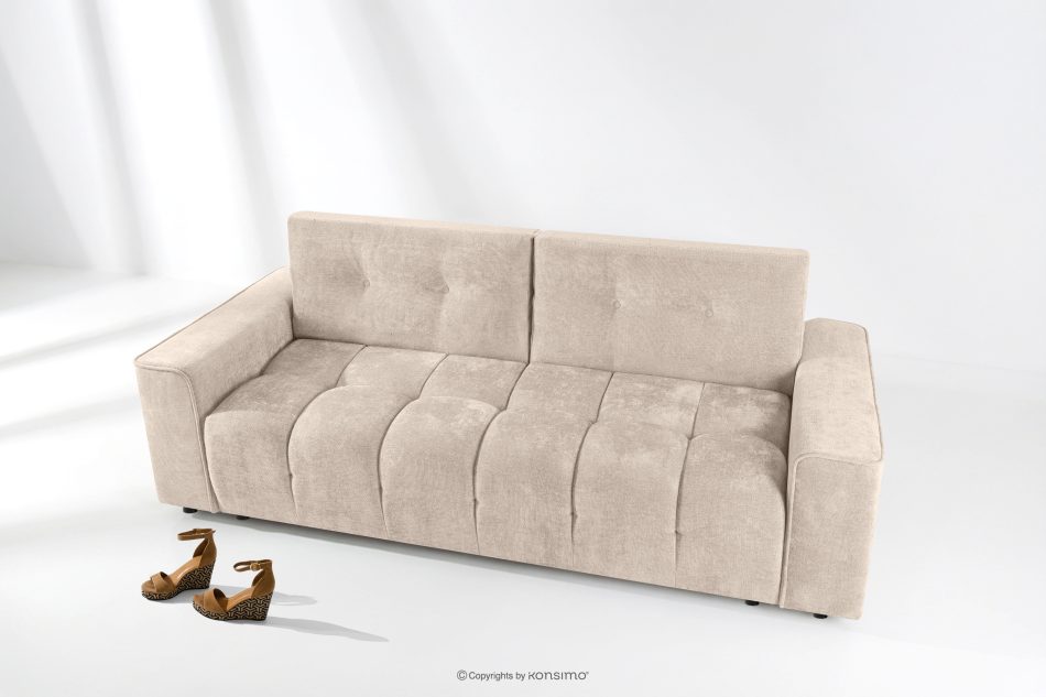 RUSA Gestepptes Dreisitzer-Schlafsofa ausziehbar in Gewebestoff in Ecru ecru - Foto 1