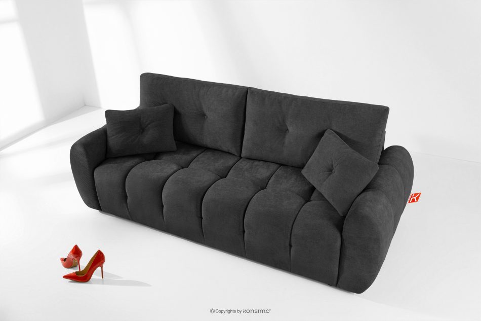 HELLA Gestepptes Dreisitzer-Sofa mit Schlaffunktion aus anthrazitfarbenem Gewebestoff anthrazit - Foto 1