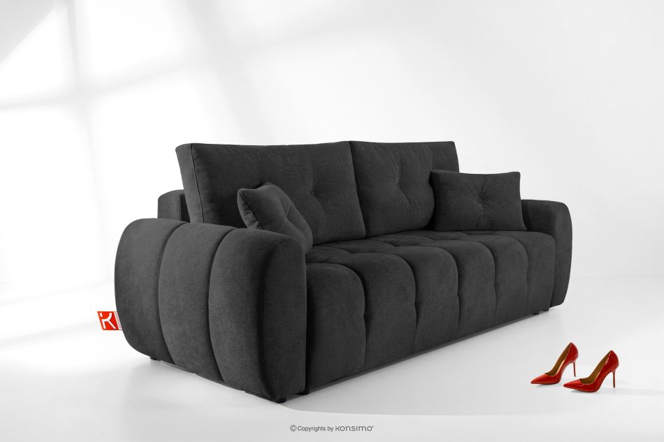 HELLA Gestepptes Dreisitzer-Sofa mit Schlaffunktion aus anthrazitfarbenem Gewebestoff anthrazit - Foto 15