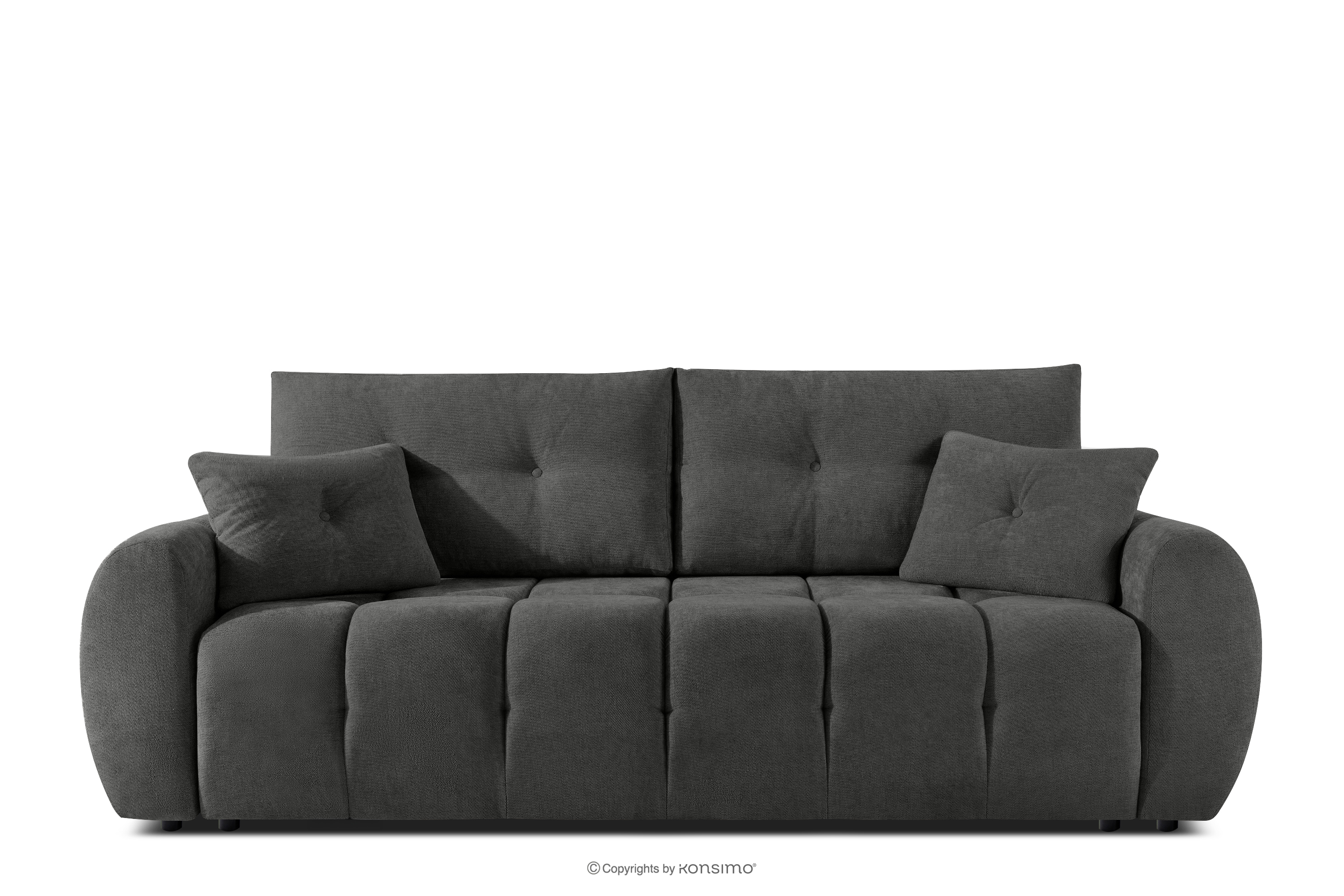 Gestepptes Dreisitzer-Sofa mit Schlaffunktion aus stahlfarbenem Gewebestoff