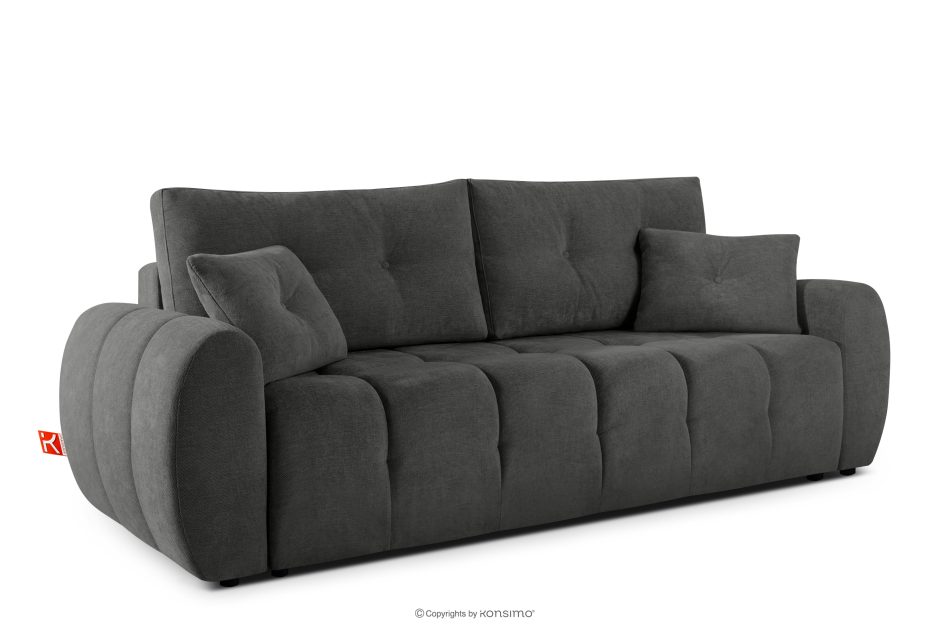 HELLA Gestepptes Dreisitzer-Sofa mit Schlaffunktion aus stahlfarbenem Gewebestoff stahlfarben - Foto 2