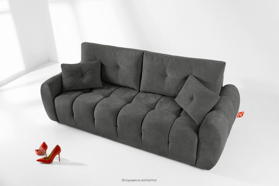 HELLA Gestepptes Dreisitzer-Sofa mit Schlaffunktion aus stahlfarbenem Gewebestoff stahlfarben - Foto 1
