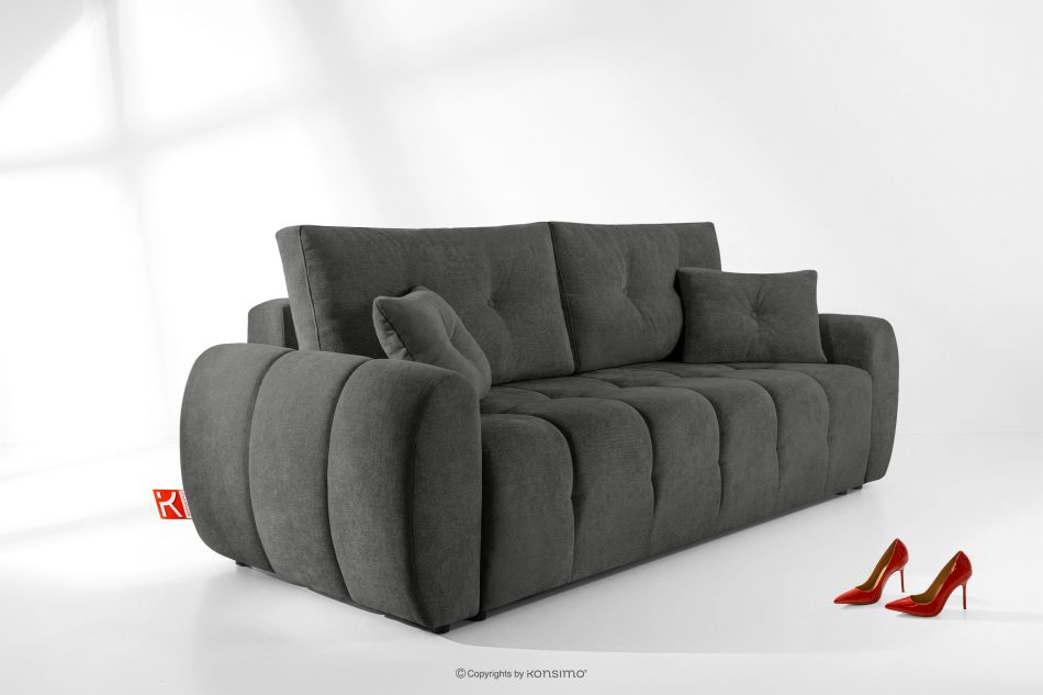 HELLA Gestepptes Dreisitzer-Sofa mit Schlaffunktion aus stahlfarbenem Gewebestoff stahlfarben - Foto 15
