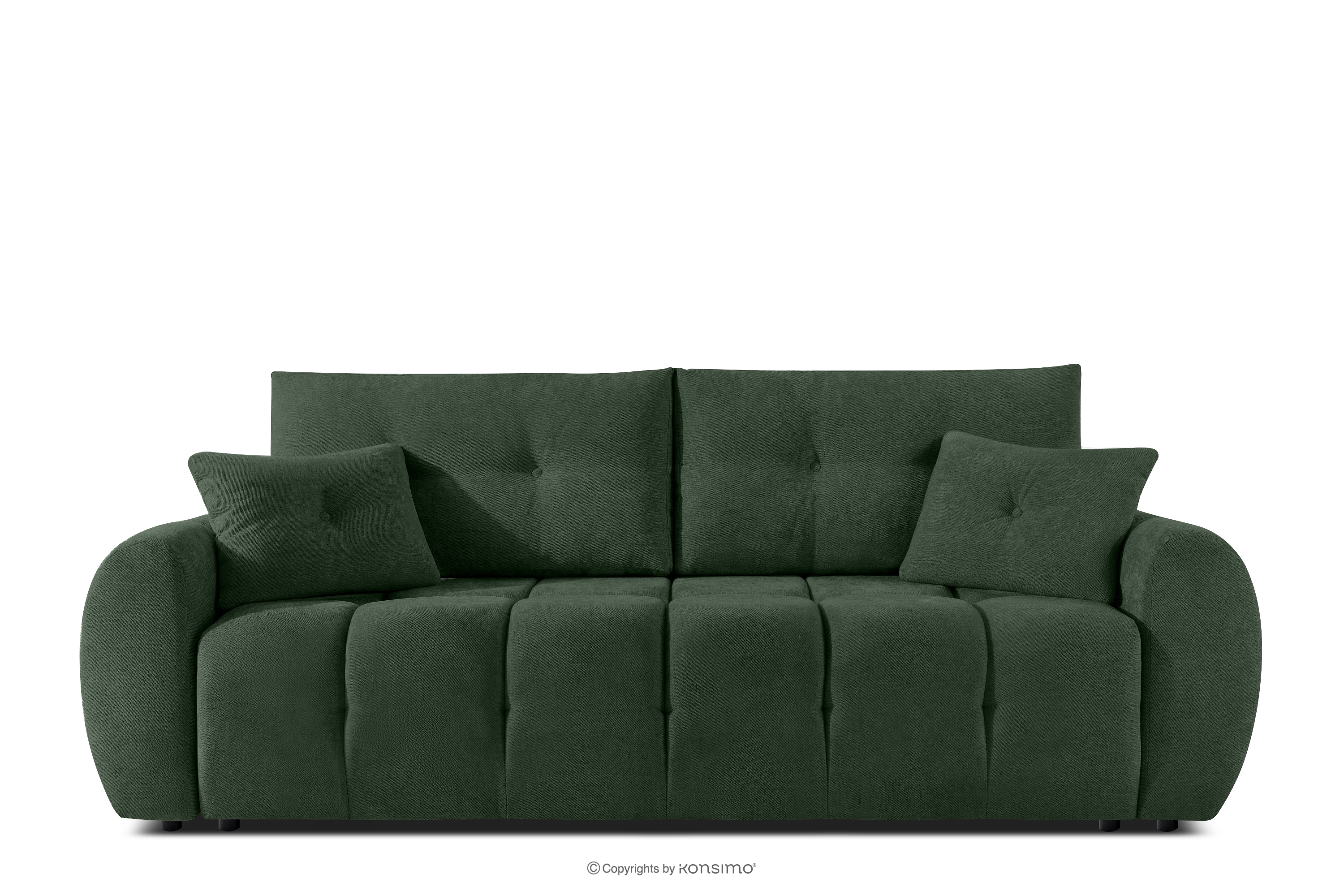 Gestepptes Dreisitzer-Sofa mit Schlaffunktion aus grünem Gewebestoff