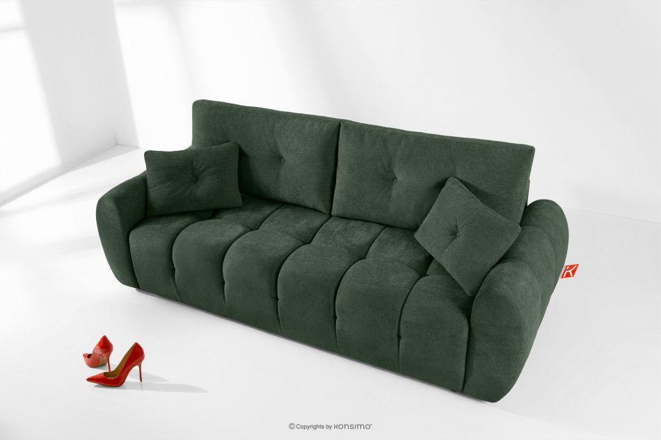 HELLA Gestepptes Dreisitzer-Sofa mit Schlaffunktion aus grünem Gewebestoff grün - Foto 1